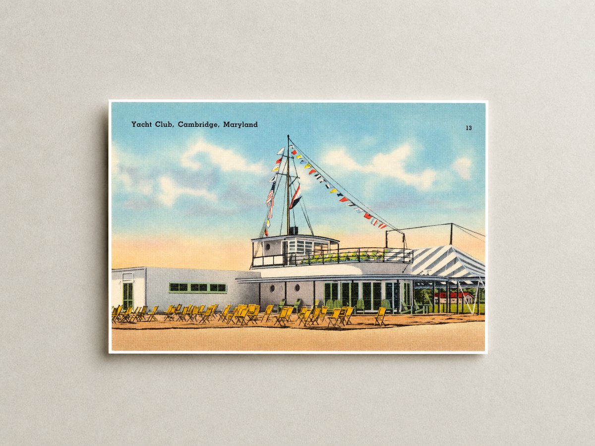 Yacht Club, Cambridge, Maryland — Vintage Maryland Postcard