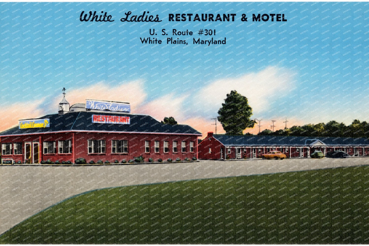 White Ladies Restaurant & Motel, U. S. Route #301, White Plains, Maryland — Vintage Maryland Postcard