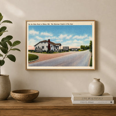 On the main road to Elkton, MD, the marriage capitol of the east — Vintage Maryland Postcard