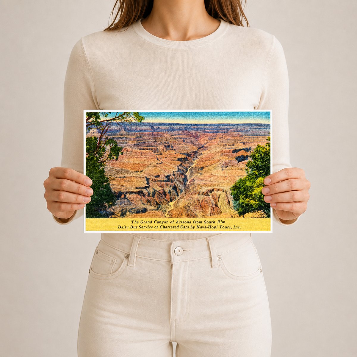 Grand Canyon, AZ: The Grand Canyon of Arizona from South Rim, daily bus service or chartered cars by Nava-Hopi Tours, Inc.