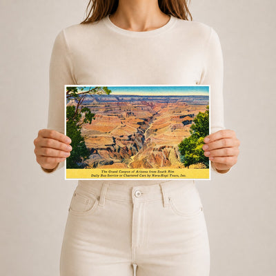 Grand Canyon, AZ: The Grand Canyon of Arizona from South Rim, daily bus service or chartered cars by Nava-Hopi Tours, Inc.