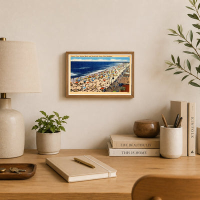 General view, Bathing Beach and boardwalk, Ocean City, Maryland — Vintage Maryland Postcard