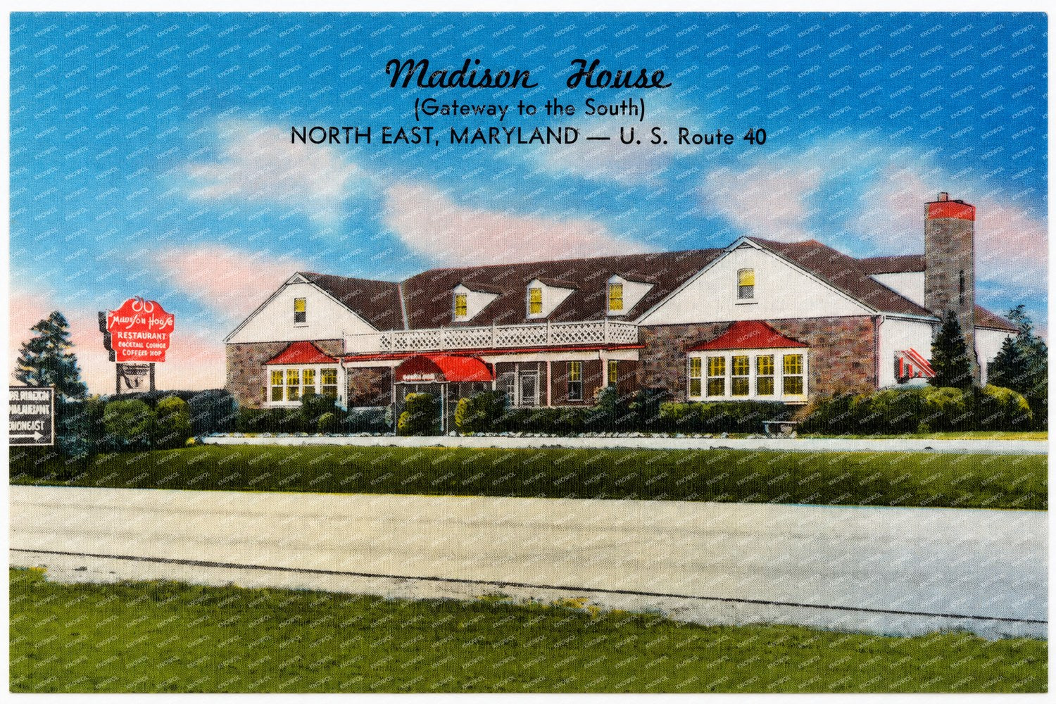Madison House (gateway to the south), North East, Maryland -- U. S. Route 40 — Vintage Maryland Postcard