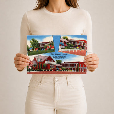 The Hendrix Motel, 404 South Philadelphia Blvd., Aberdeen, Maryland on U. S. Route 40 — Vintage Maryland Postcard