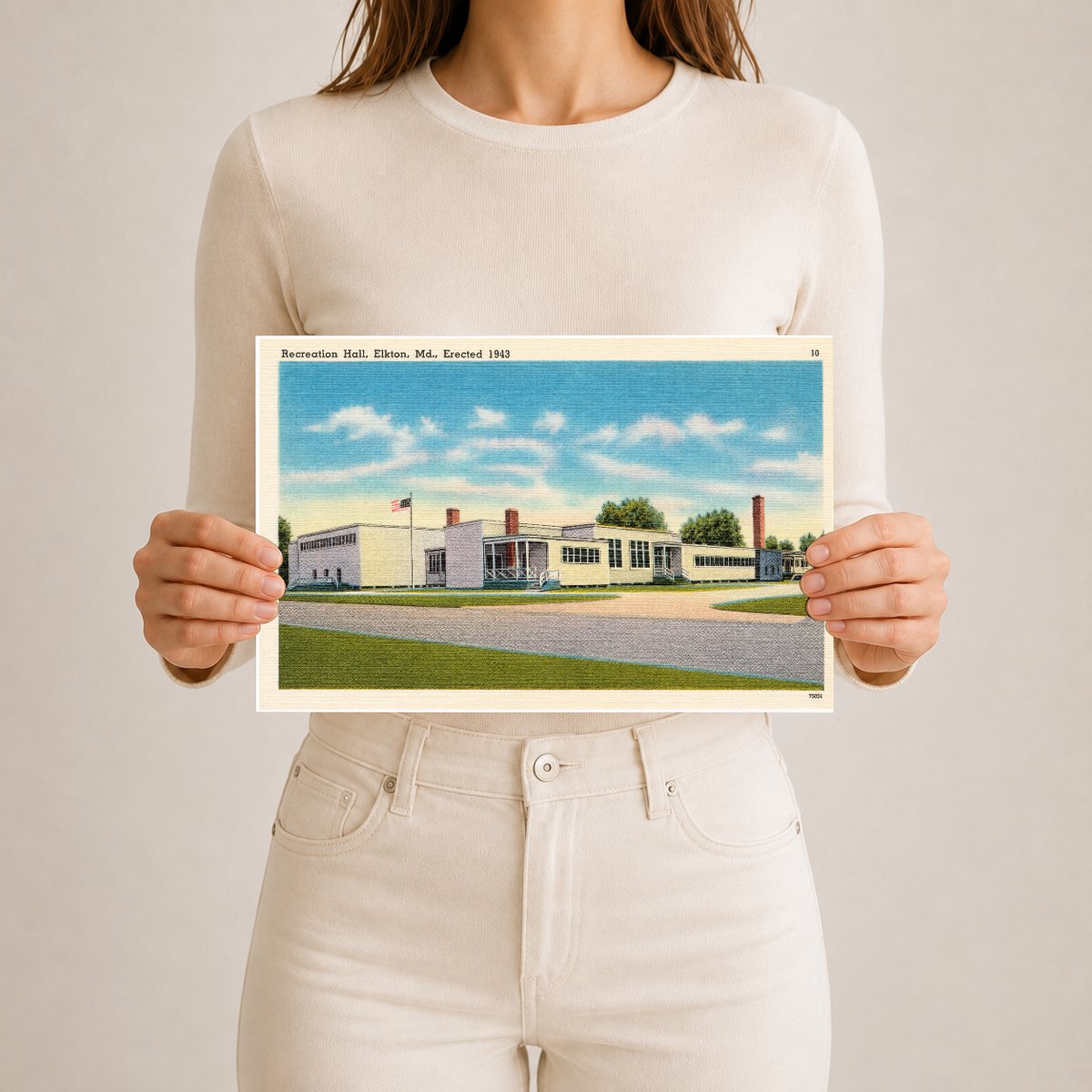 Recreation Hall, Elkton, MD, erected 1943 — Vintage Maryland Postcard