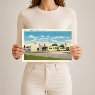Recreation Hall, Elkton, MD, erected 1943 — Vintage Maryland Postcard
