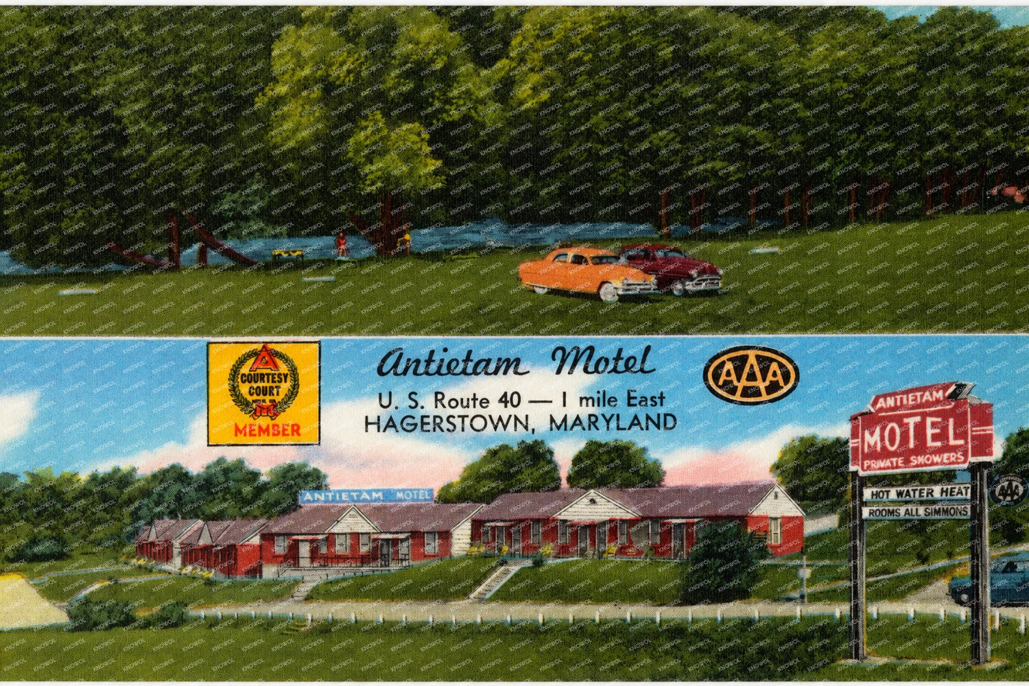 Antietam Motel, U. S. Route 40 -- 1 mile east, Hagerstown, Maryland — Vintage Maryland Postcard