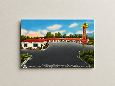 Colorado Springs, CO: Bella Vista Court, world famous Pikes Peak as seen from our motel, 2455 east on U. S. Highway 24... Colorado Springs
