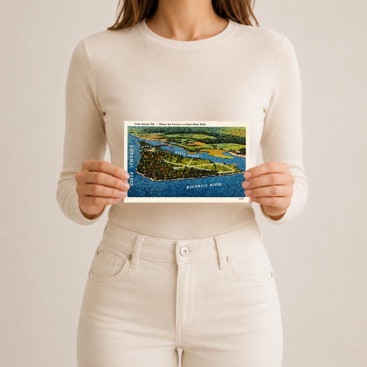 Cobb Island, MD -- where the Potomac is eight miles wide — Vintage Maryland Postcard