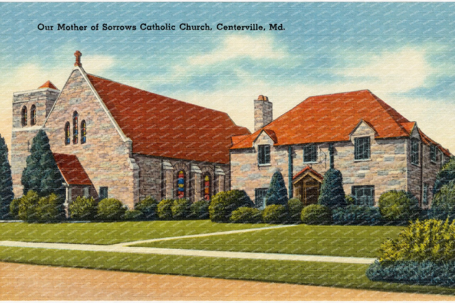 Our Mother of Sorrows Catholic Church, Centerville, MD — Vintage Maryland Postcard