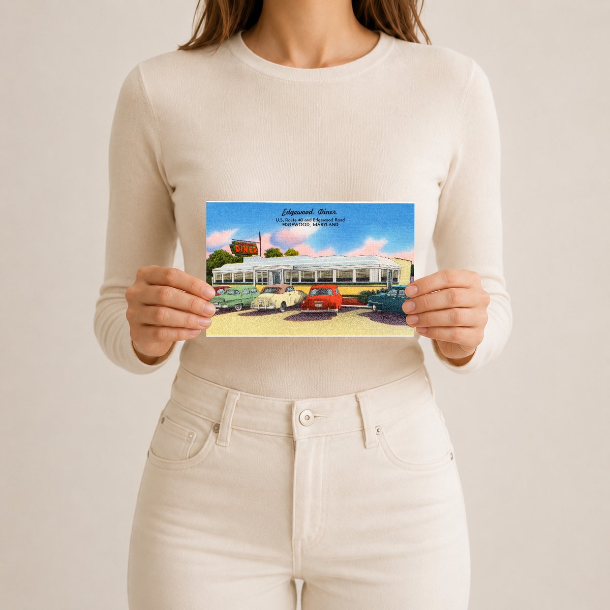 Edgewood Diner, U. S. Route 40 and Edgewood Road, Edgewood, Maryland — Vintage Maryland Postcard