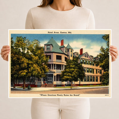 Hotel Avon, Easton, MD, "Where Gracious Plenty Rules the Board" — Vintage Maryland Postcard