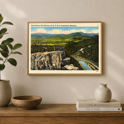 East portal of The Narrows, on U. S. 40 at Cumberland, Maryland — Vintage Maryland Postcard