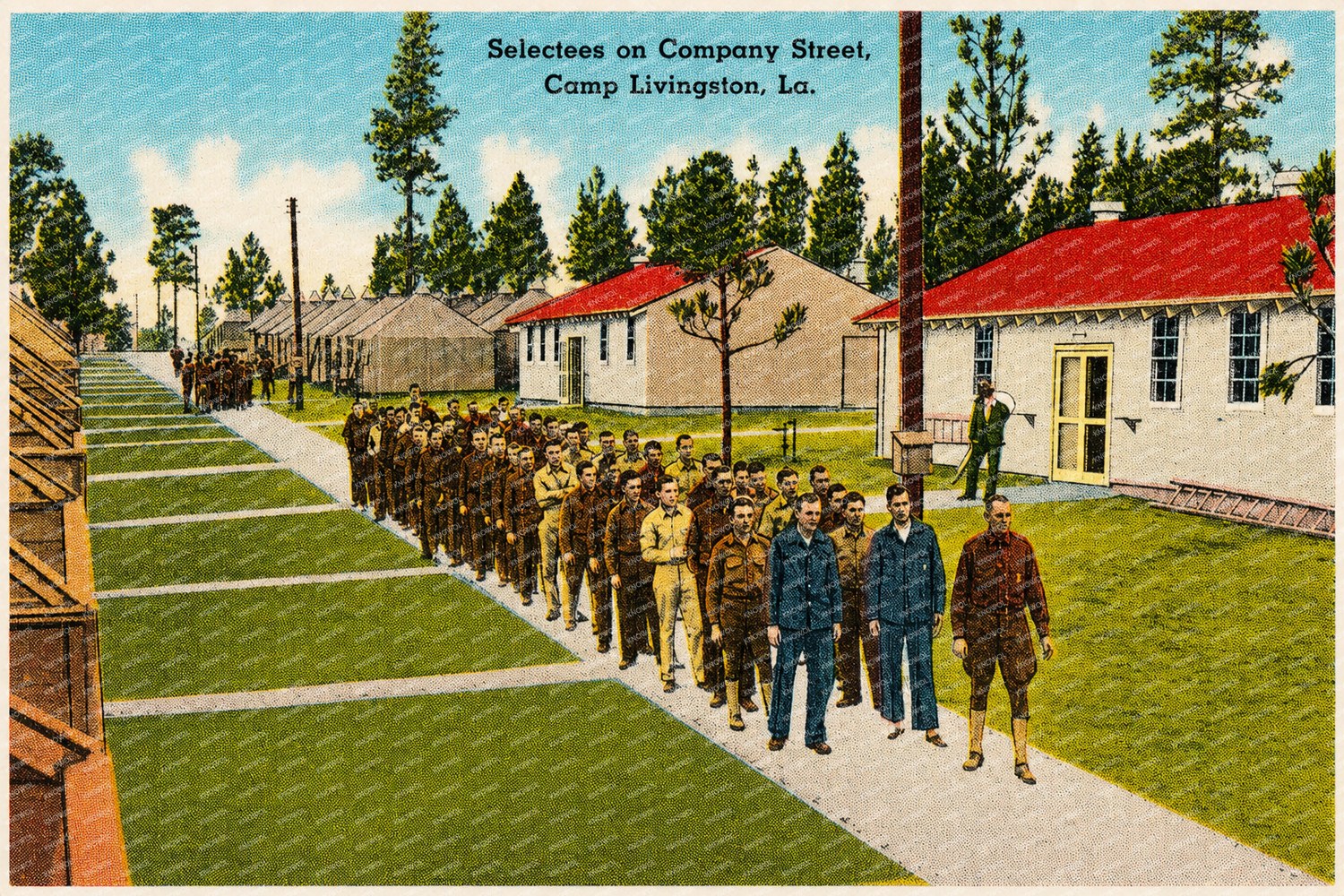 Pineville, LA: Selectees on Company Street, Camp Livingston