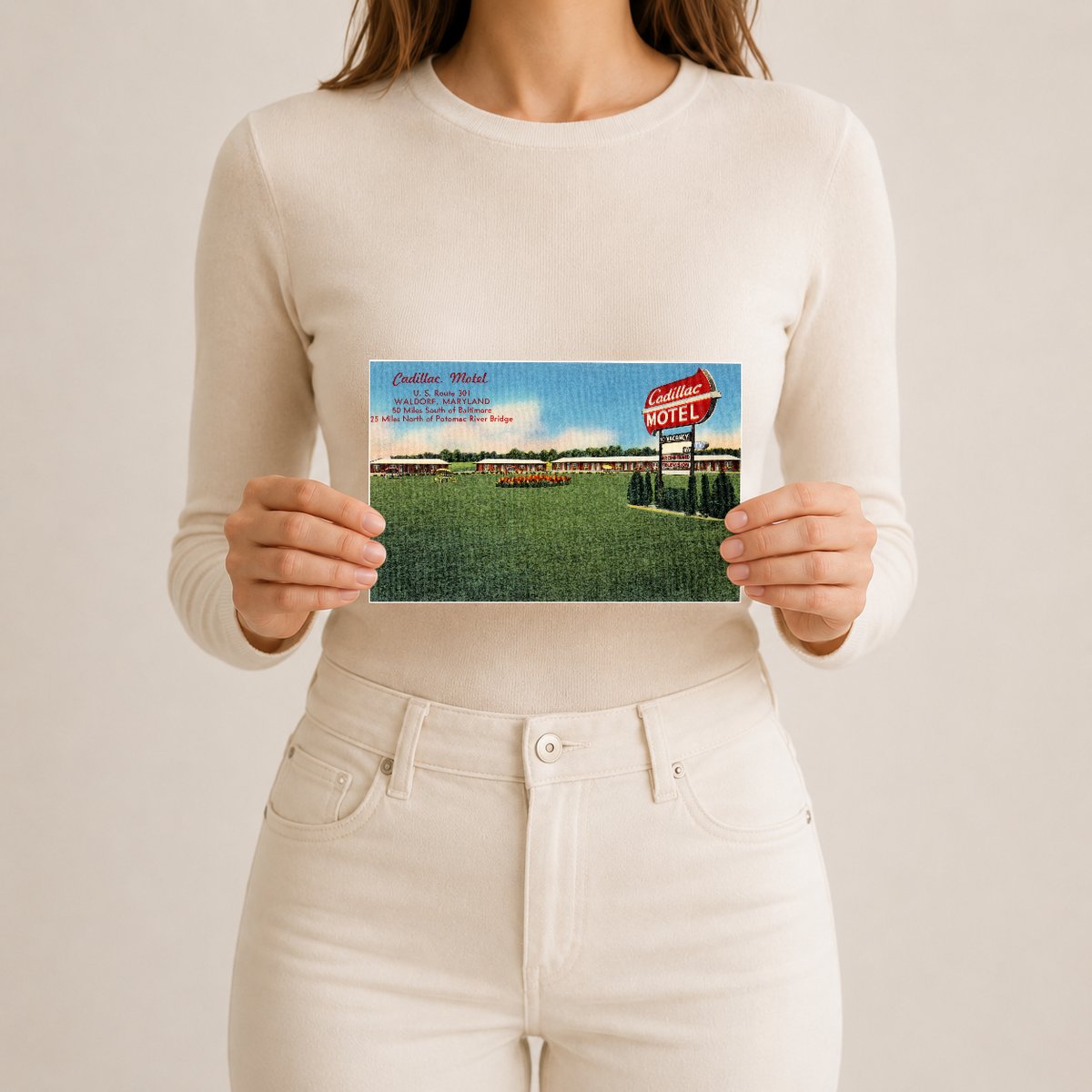 Cadillac Motel, U. S. Route 301, Waldorf, Maryland — Vintage Maryland Postcard