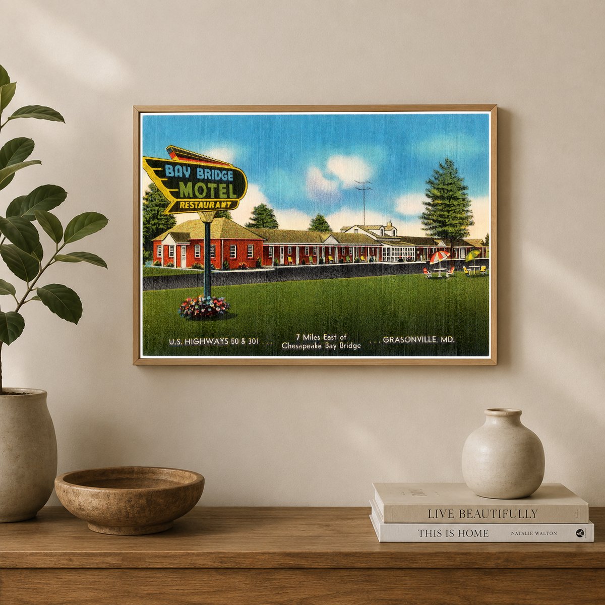 Bay Bridge Motel, U. S. Highways 50 & 301... 7 miles east of Chesapeake Bay Bridge, Grasonville, MD — Vintage Maryland Postcard