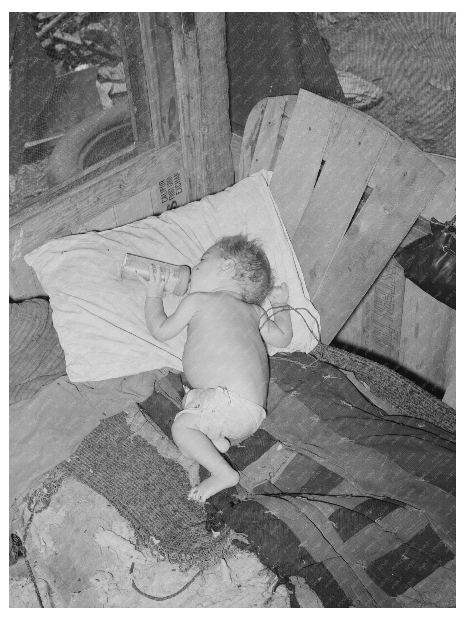 Baby with Bottle in Oklahoma Shack July 1939 - Available at KNOWOL