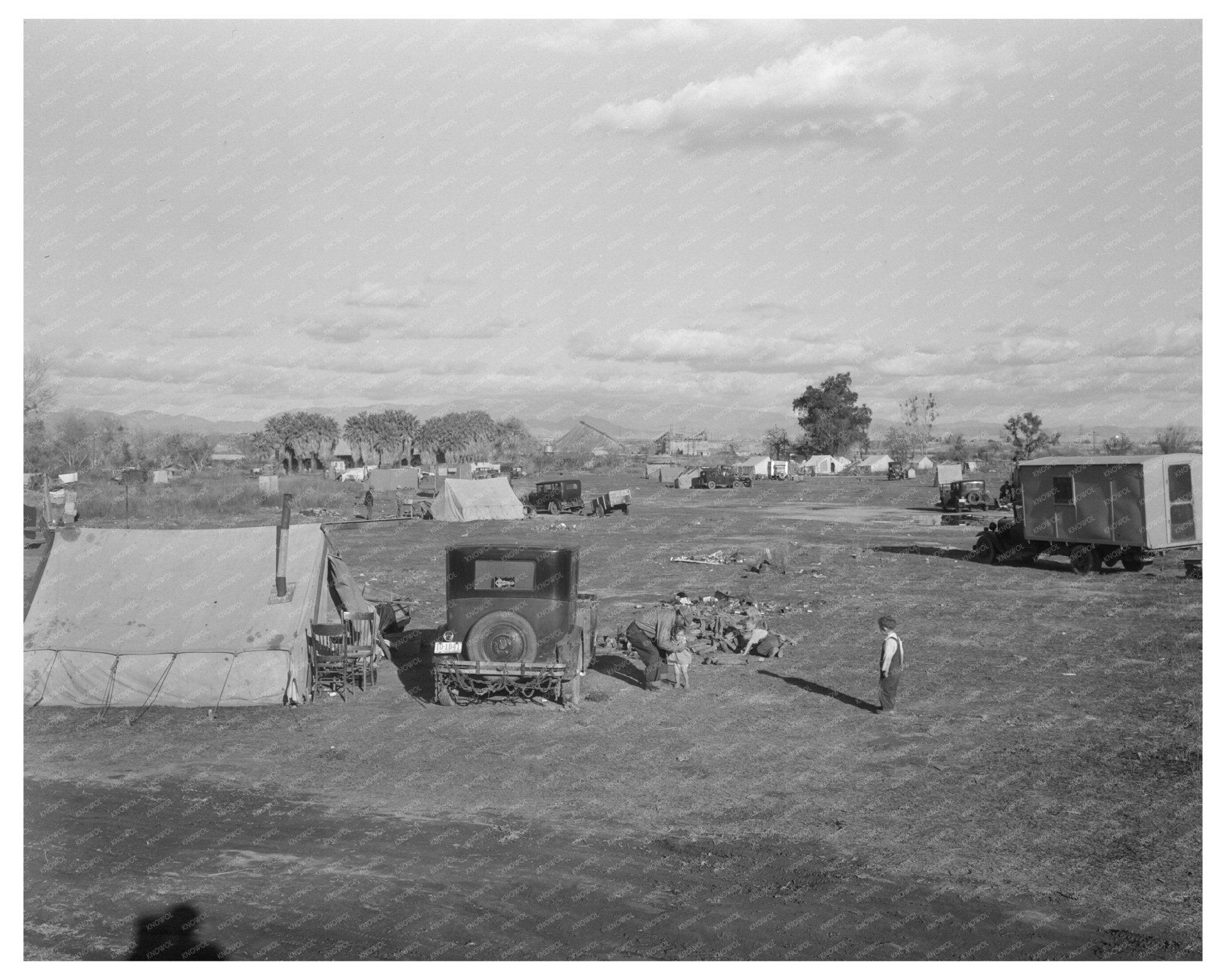 Bakersfield Hooverville April 1936 Great Depression Vintage Image - Available at KNOWOL