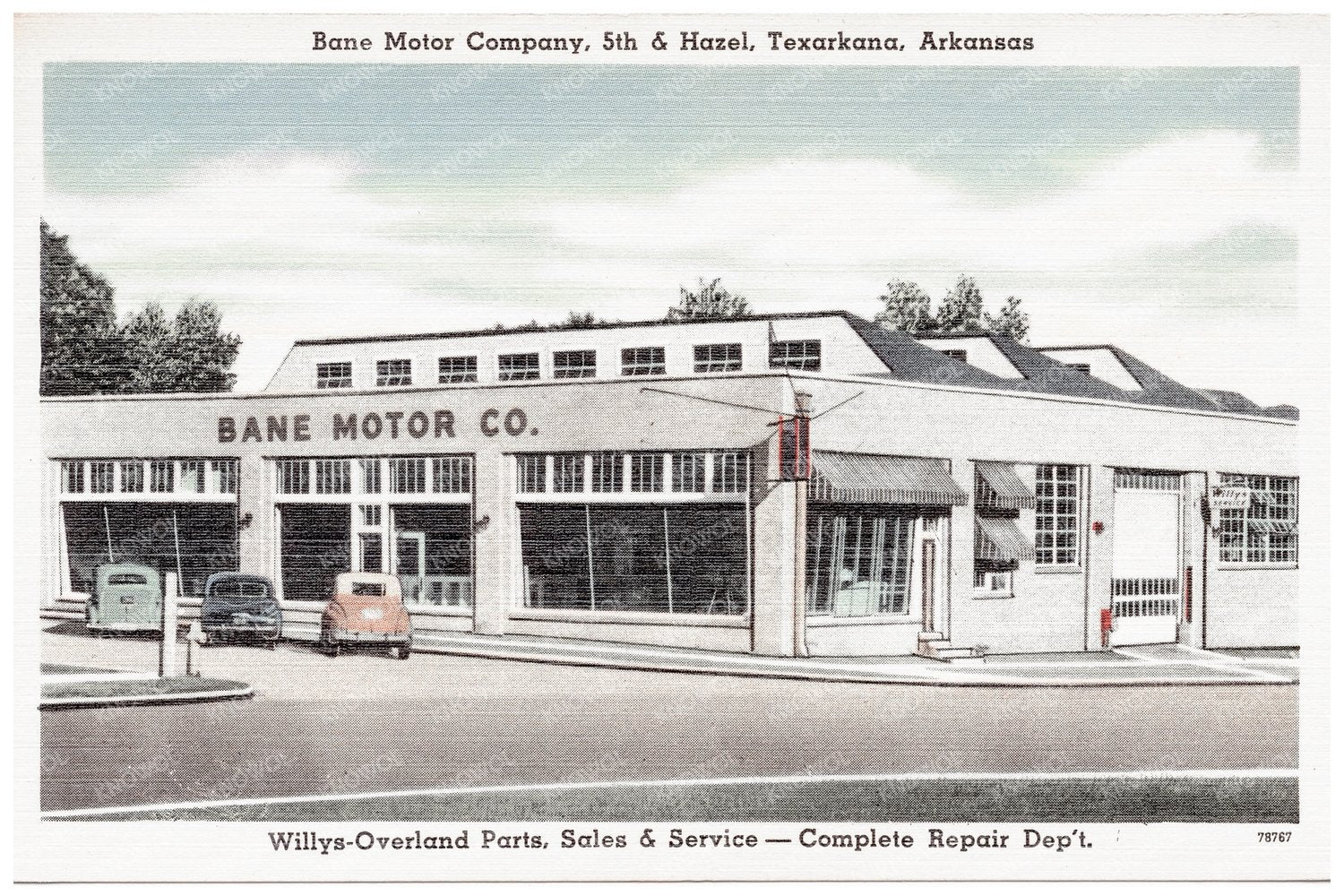 Bane Motor Company Postcard Texarkana Arkansas 1930 - 1945 - Available at KNOWOL