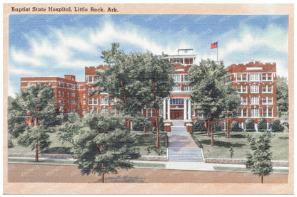 Baptist State Hospital Little Rock Vintage Postcard 1930 - 1945 - Available at KNOWOL