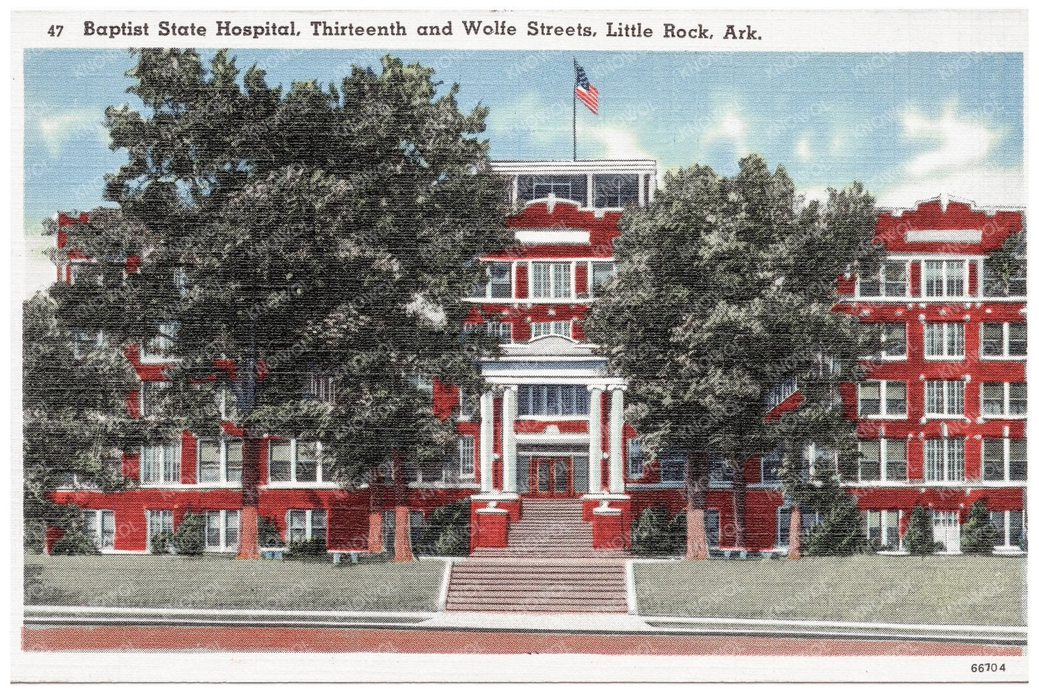 Baptist State Hospital Vintage Postcard Little Rock 1930 - 1945 - Available at KNOWOL