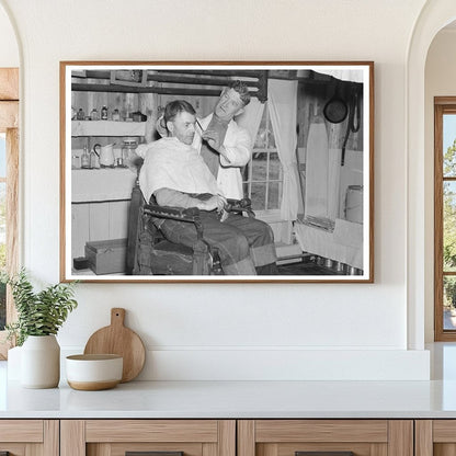 Barber Shop in Lumber Camp Hagerman Lake Michigan 1937 - Available at KNOWOL