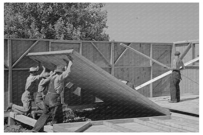 Barn Erection Interior Panel Installation May 1938 - Available at KNOWOL