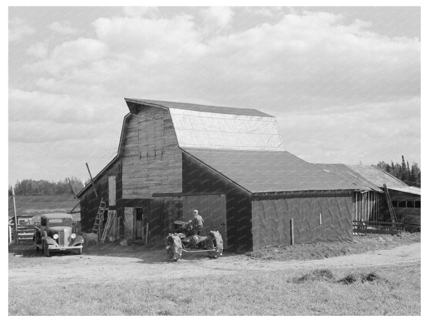 Barn on J W Panchots Farm Northome Minnesota 1937 - Available at KNOWOL