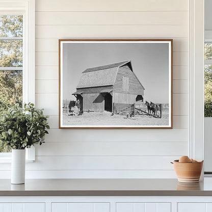 Barn with Farmer and Livestock in Lakeview Arkansas 1938 - Available at KNOWOL