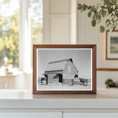 Barn with Farmer and Livestock in Lakeview Arkansas 1938 - Available at KNOWOL