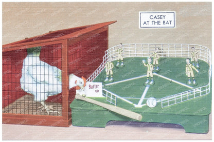 Baseball Scene Postcard Inspired by Casey at the Bat 1930 - 1945 - Available at KNOWOL