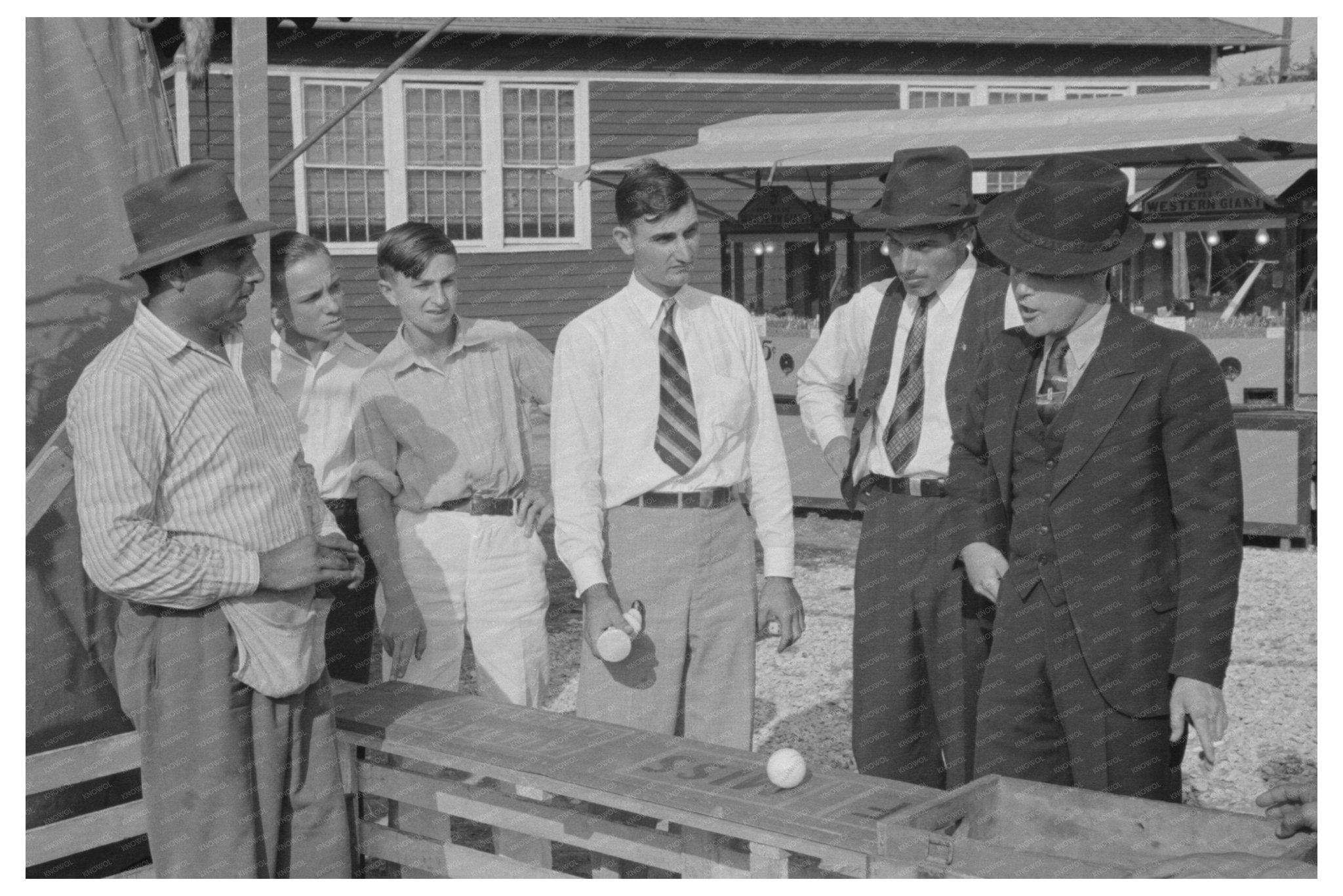 Baseball Throwing Concession at Louisiana State Fair 1938 - Available at KNOWOL