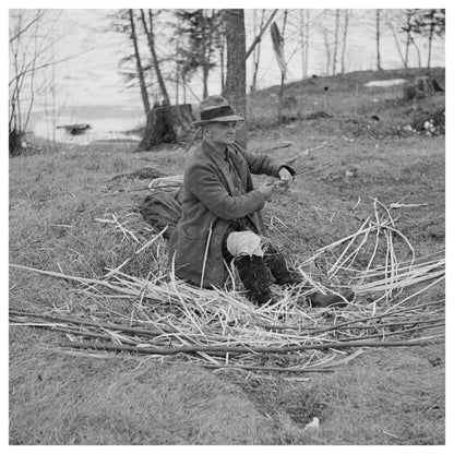 Basket Making at Hagerman Lake Camp Iron County Michigan 1937 - Available at KNOWOL