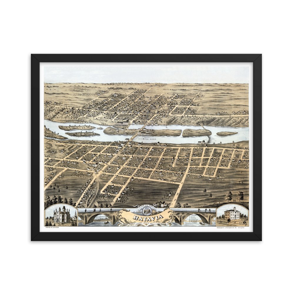 Batavia, IL 1869 Framed Historic Map - Available at KNOWOL