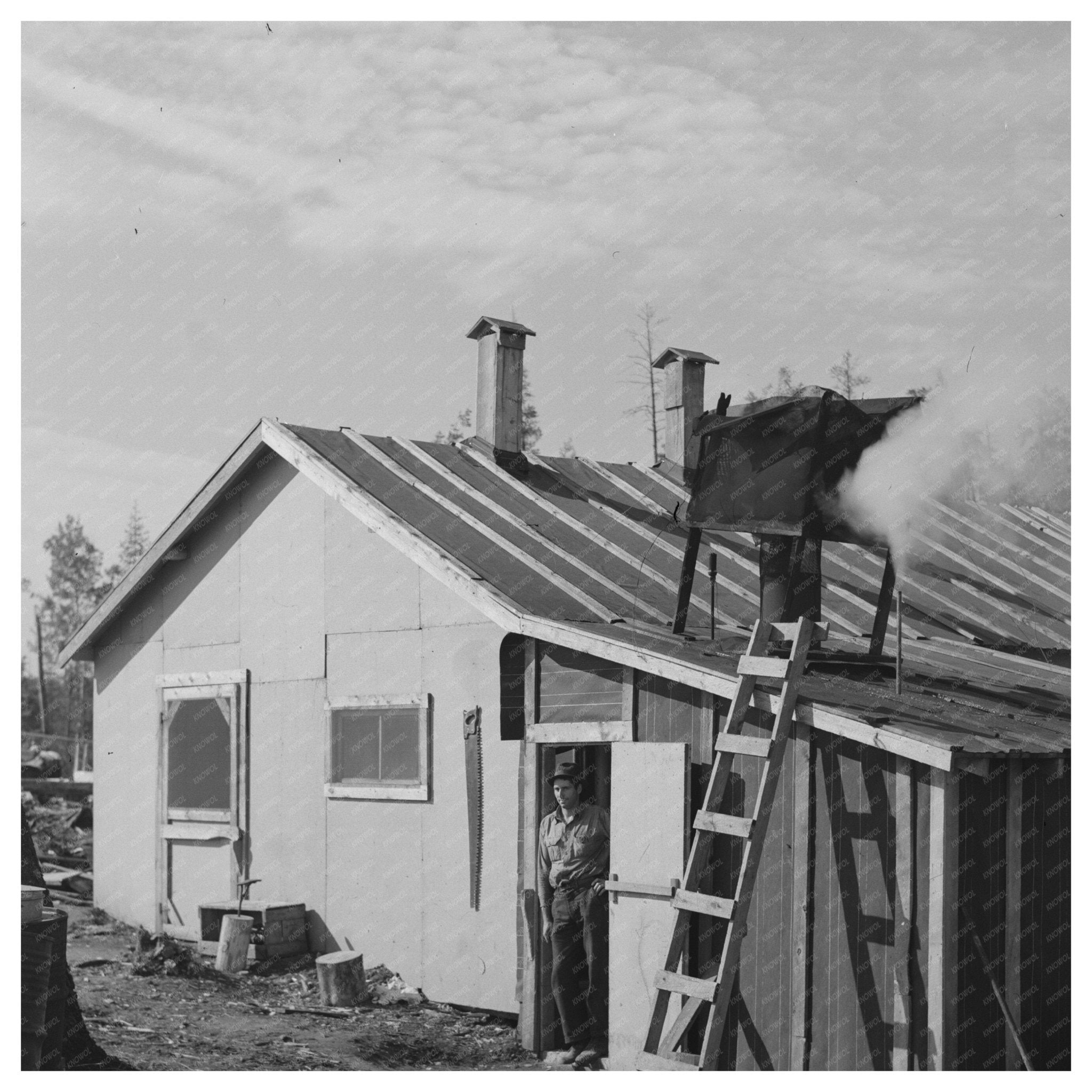 Bathhouse at Logging Camp Effie Minnesota 1937 - Available at KNOWOL