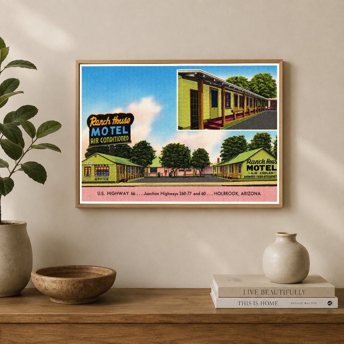 Holbrook, AZ: Ranch House Motel, air-conditioned, US highway 66- Junction highways 260-77 and 60