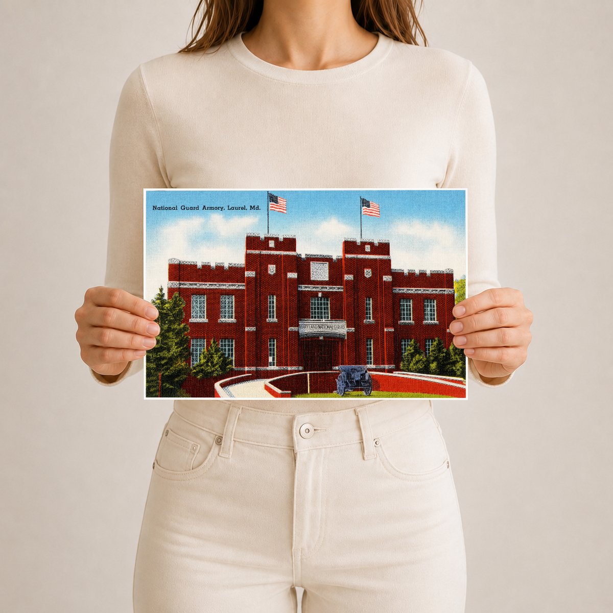 National Guard Armory, Laurel, MD — Vintage Maryland Postcard