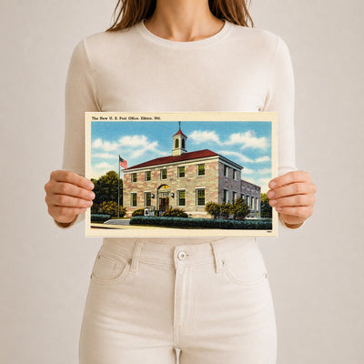 The new U. S. Post Office, Elkton, MD — Vintage Maryland Postcard