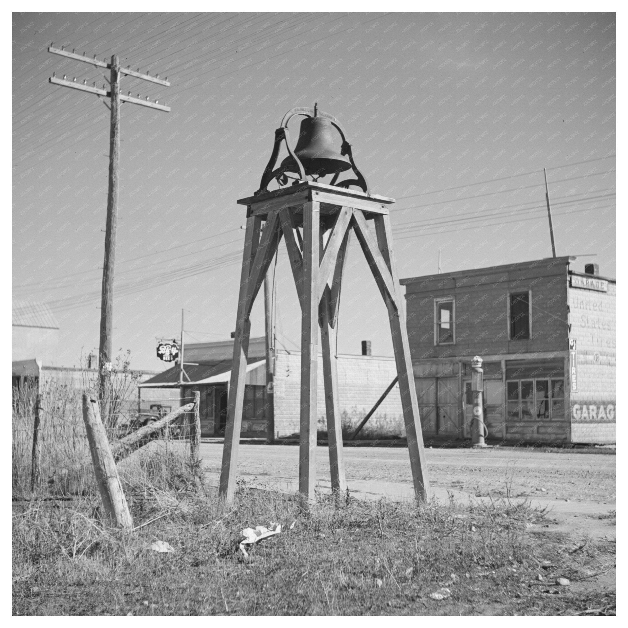 Bell Tower in Des Lacs North Dakota October 1937 - Available at KNOWOL