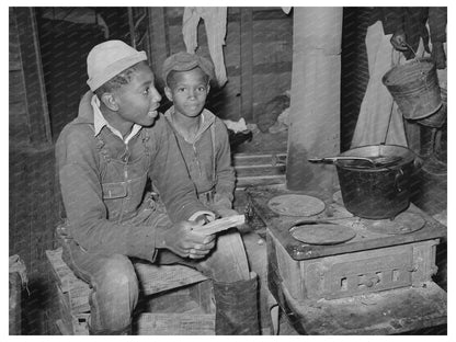 Berry Pickers Around Stove in Independence Louisiana 1939 - Available at KNOWOL