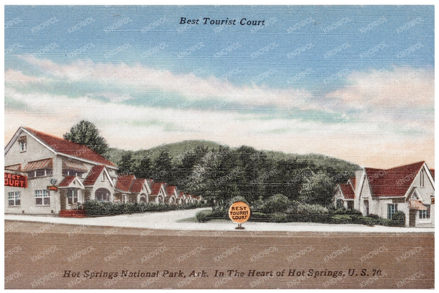 Best Tourist Court Postcard Hot Springs Arkansas 1930 - 1945 - Available at KNOWOL