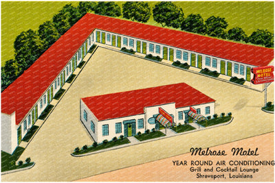 Shreveport, LA: Melrose Motel, year round air conditioning, grill and cocktail lounge