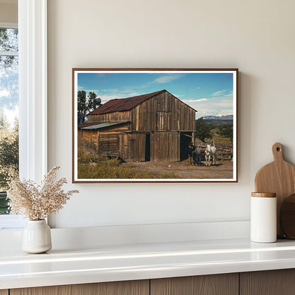 Bill Stagg in front of barn Pie Town New Mexico 1940 - Available at KNOWOL