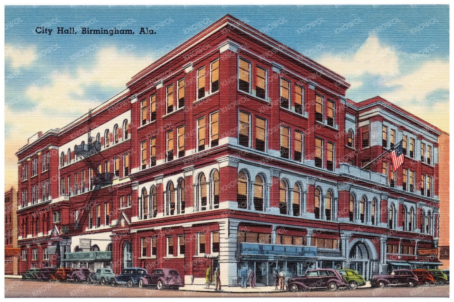 Birmingham Alabama City Hall Vintage Postcard 1930 - 1945 - Available at KNOWOL