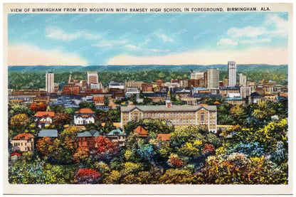 Birmingham Alabama Cityscape Postcard 1930 - 1945 - Available at KNOWOL