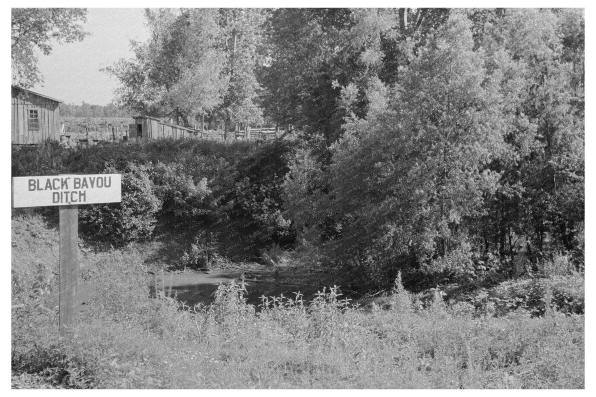 Black Bayou Ditch Missouri Agricultural Landscape 1938 - Available at KNOWOL