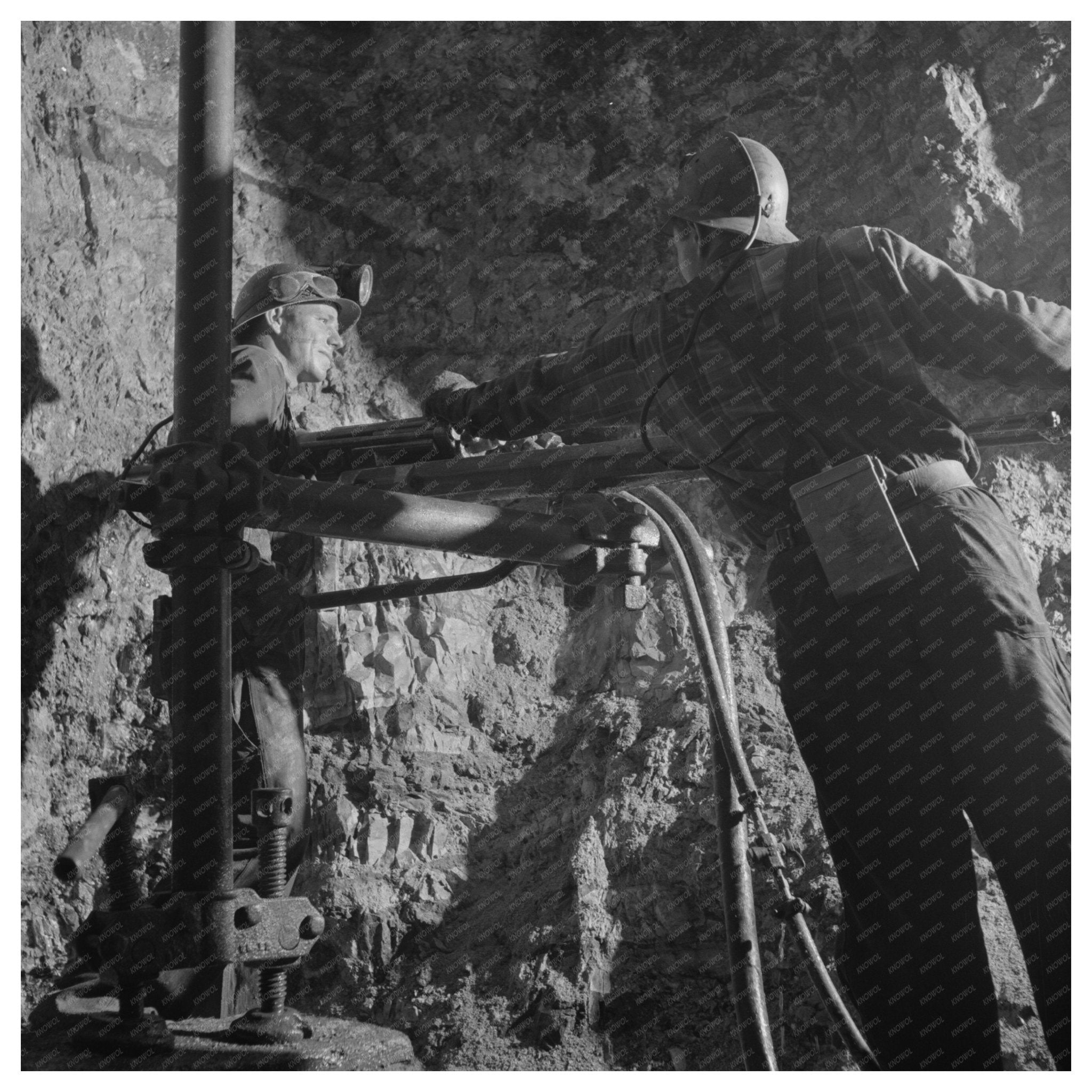 Blast Hole Drillers at Eagle - Picher Zinc Mine Oklahoma 1943 - Available at KNOWOL