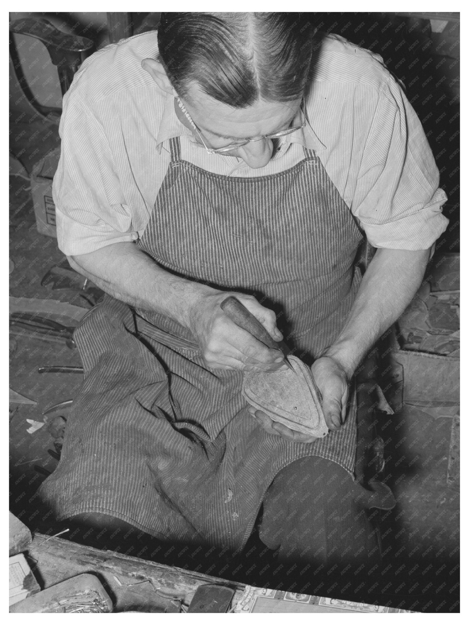 Boot Shop Craftsmanship in Alpine Texas May 1939 - Available at KNOWOL