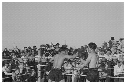 Boxing Match at Farm Workers Community Yuma Arizona 1942 - Available at KNOWOL