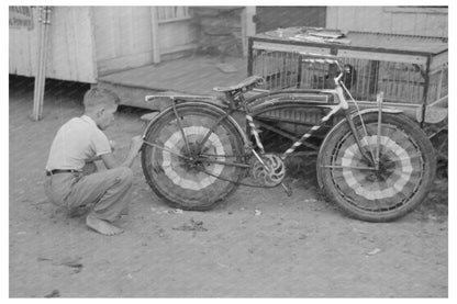 Boy Decorates Bicycle for National Rice Festival 1938 - Available at KNOWOL